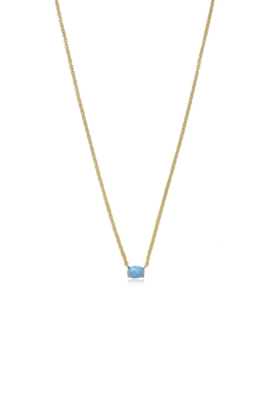 Ettika Jewelry | 18kt Gold Plated & Keepsake Kyocera Opal Necklace - Blue Opal with 18k Gold Plating | Ettika