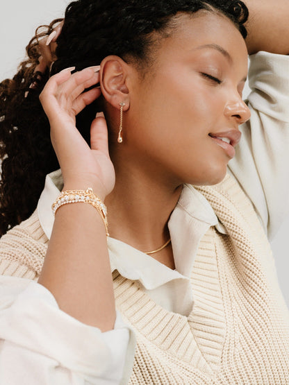The Ultimate Pearl and Crystal Mixed Bracelet Stack - Pearl with 18k Gold Plating | Ettika