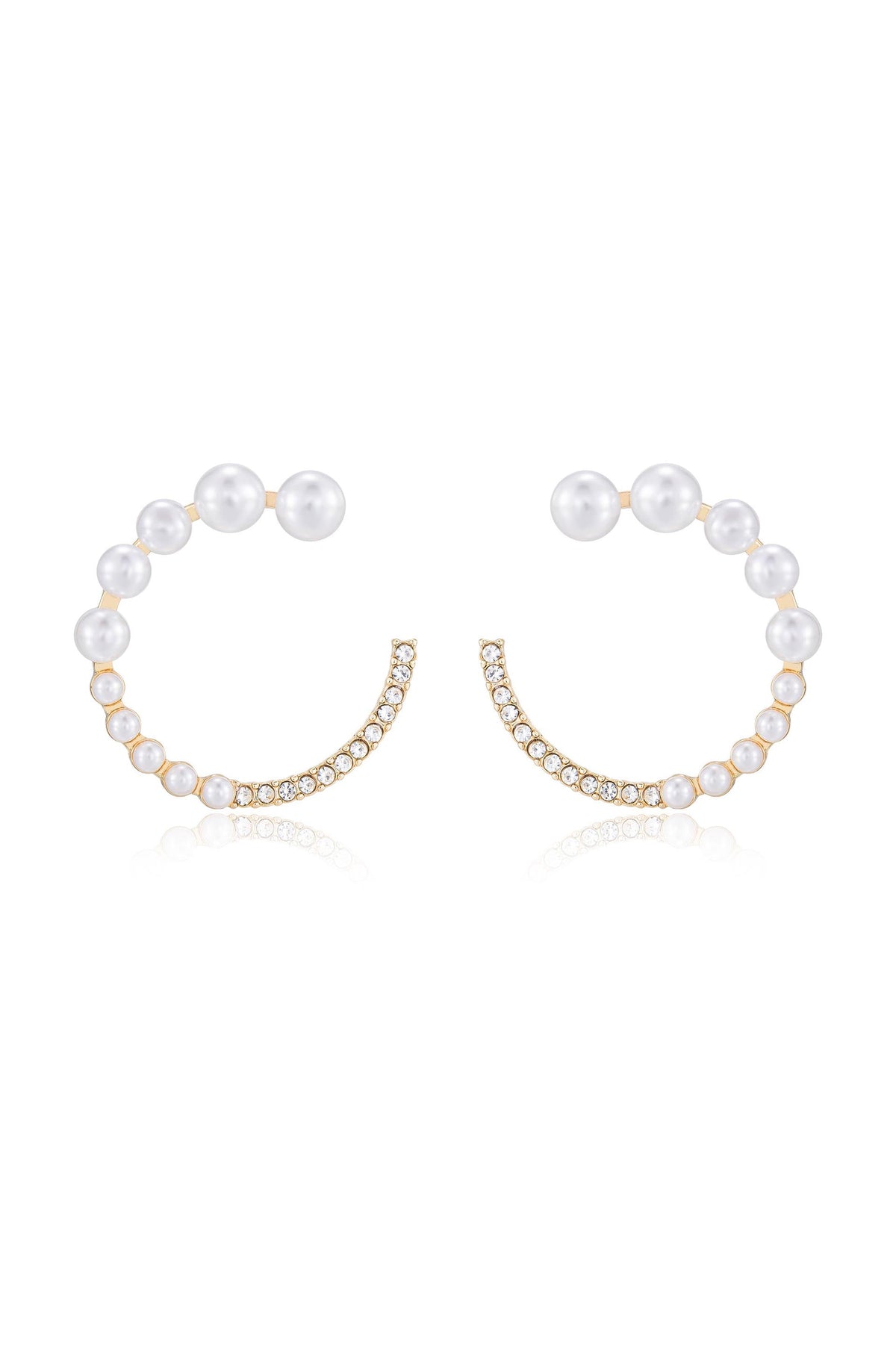 Chic Pearl And Crystal Open Circle Earrings - Pearl | Ettika