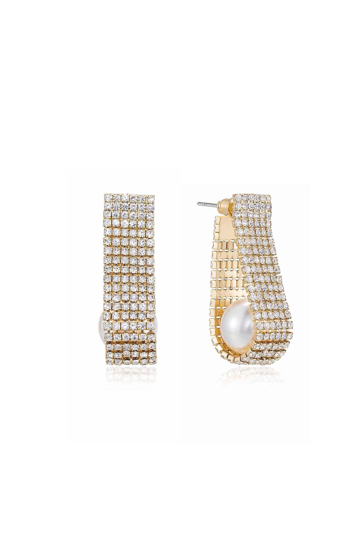 Swaddled Pearl Crystal Teardrop Earrings - Pearl | Ettika