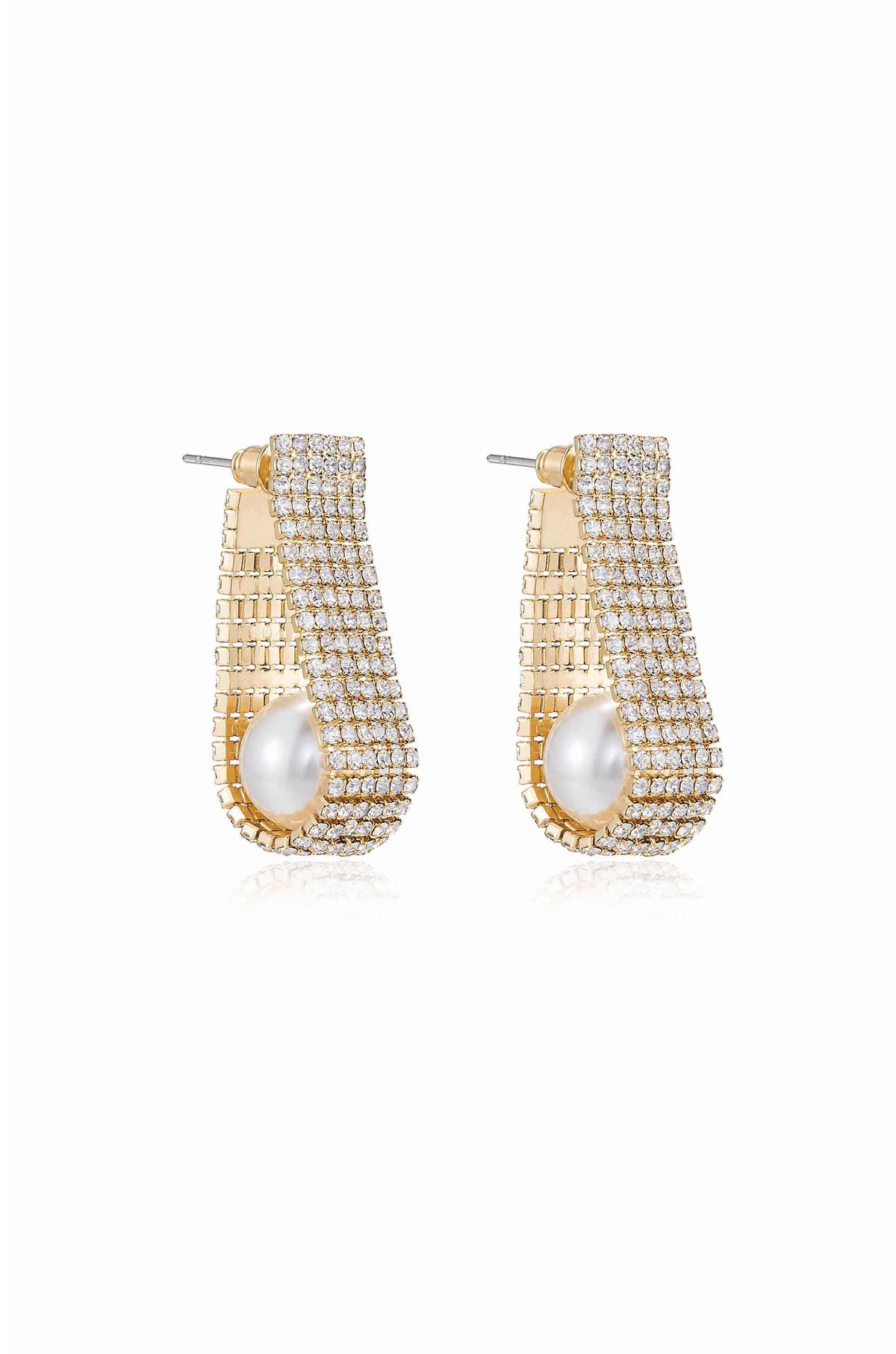 Swaddled Pearl Crystal Teardrop Earrings - Pearl | Ettika