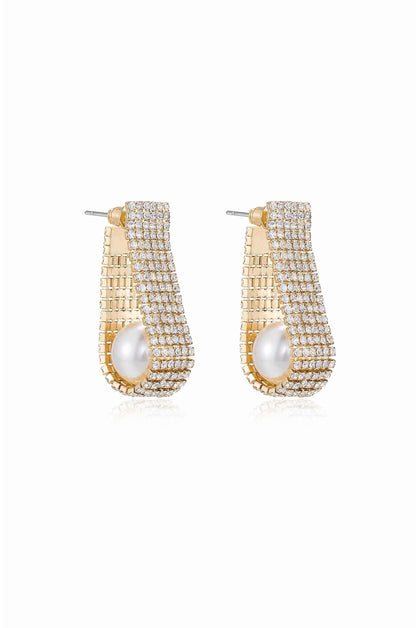 Swaddled Pearl Crystal Teardrop Earrings - Pearl | Ettika