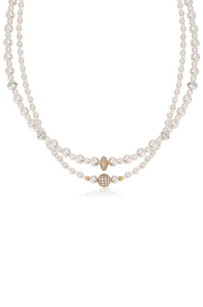 Double Pearl Chain Necklace Set - Pearl | Ettika