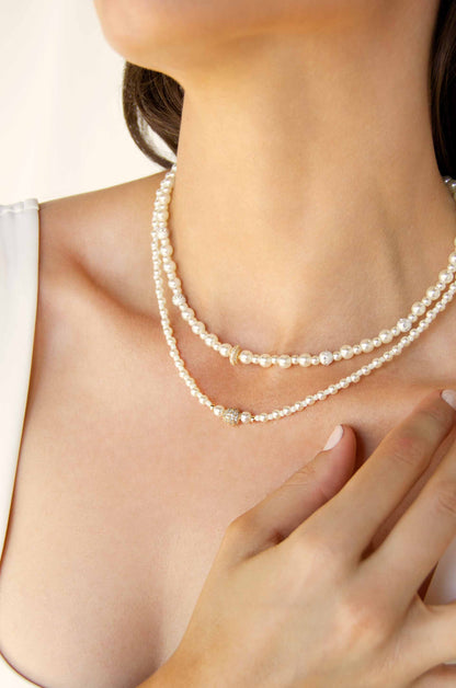 Double Pearl Chain Necklace Set - Pearl | Ettika