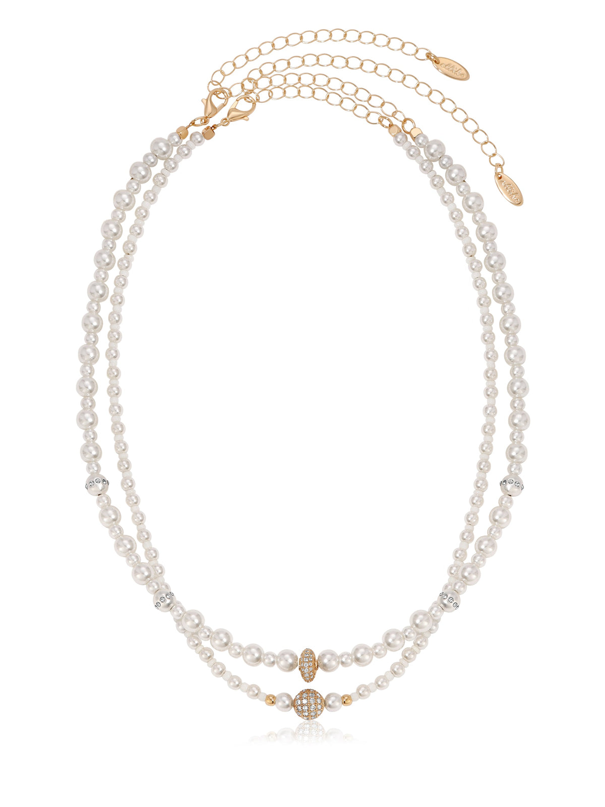 Double Pearl Chain Necklace Set - Pearl | Ettika