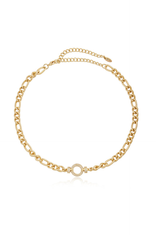 Eternity Crystal Circle Chain Link Necklace - 18k Gold Plated | Ettika