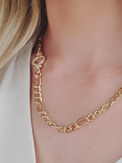 Eternity Crystal Circle Chain Link Necklace - 18k Gold Plated | Ettika