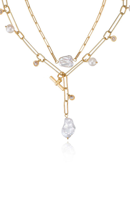 Deep Water Pearl Lariat Necklace - Pearl | Ettika