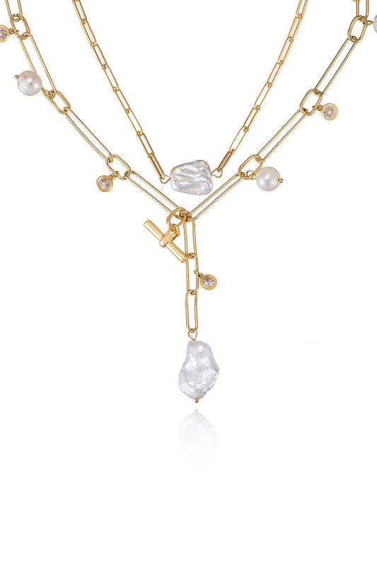 Deep Water Pearl Lariat Necklace - Pearl | Ettika