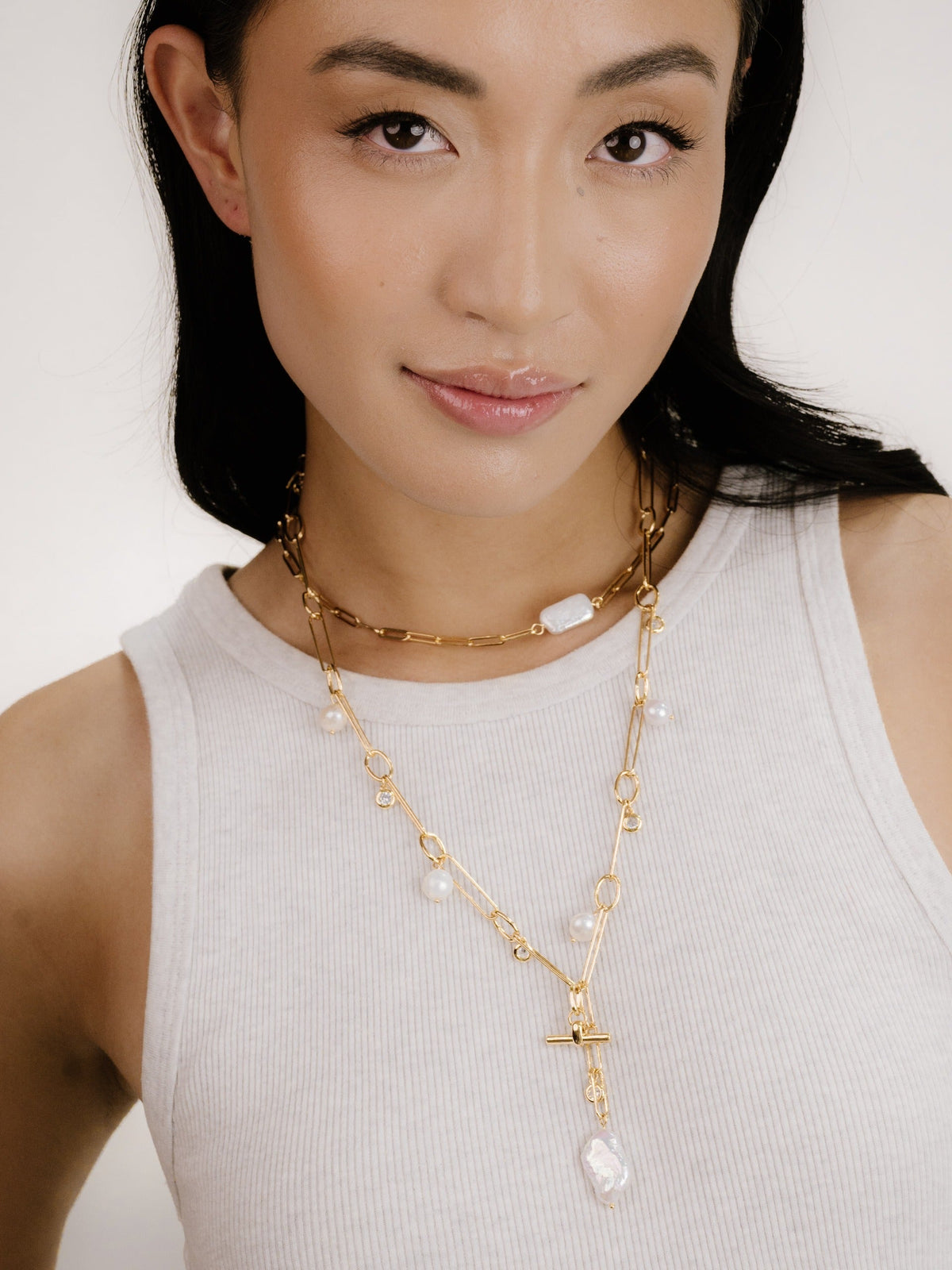 Deep Water Pearl Lariat Necklace - Pearl | Ettika