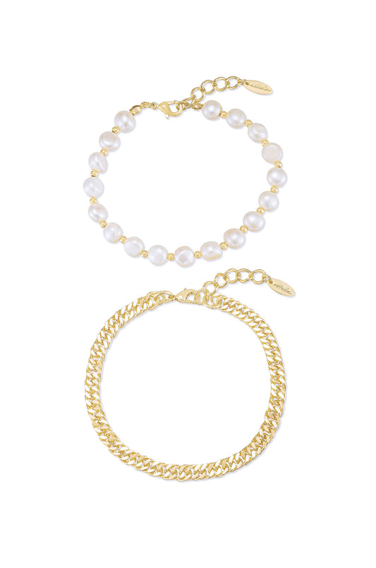 Pearl Party Anklet - White Pearl with 18k Gold Plating | Ettika