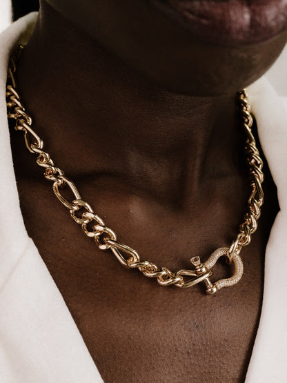 Cuffed Love Chain Link Necklace - 18k Gold Plated | Ettika