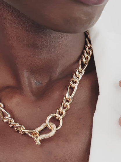 Cuffed Love Chain Link Necklace - 18k Gold Plated | Ettika