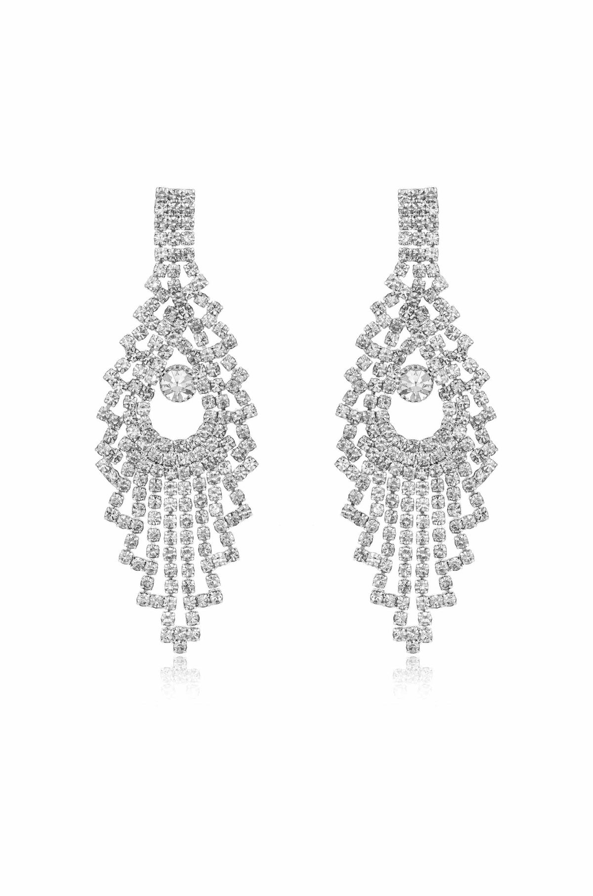 Charming Chandelier Crystal & Silver Plated Earrings - Clear Crystal with Silver Plating | Ettika