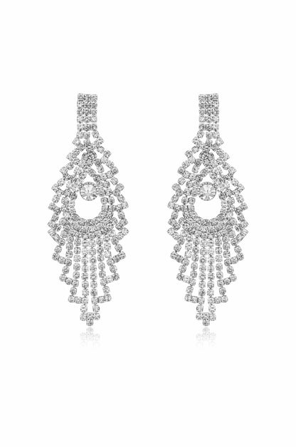 Charming Chandelier Crystal & Silver Plated Earrings - Clear Crystal with Silver Plating | Ettika