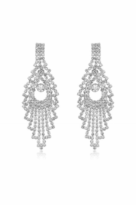 Charming Chandelier Crystal & Silver Plated Earrings - Clear Crystal with Silver Plating | Ettika