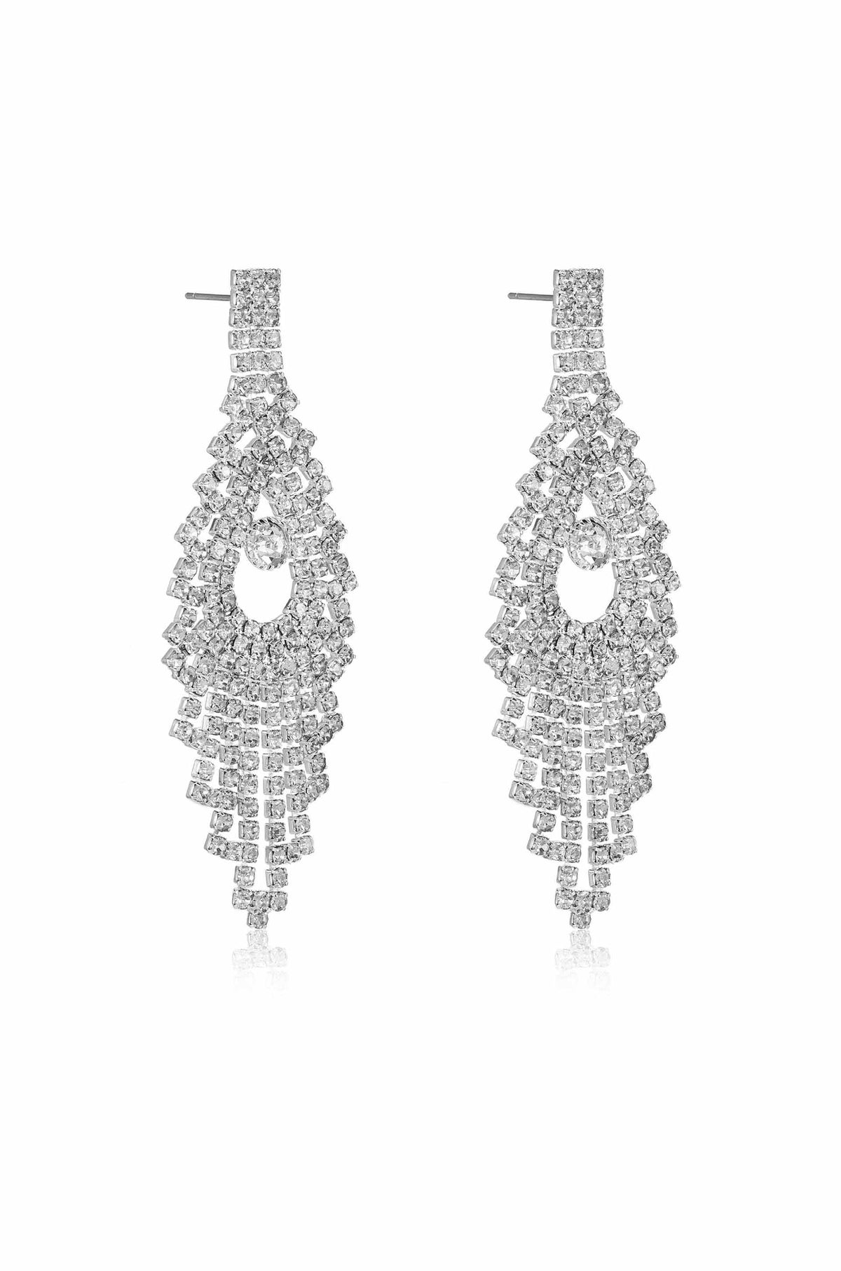 Charming Chandelier Crystal & Silver Plated Earrings - Clear Crystal with Silver Plating | Ettika