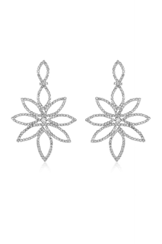 Crystal Bouquet Statement Earrings - Clear Crystal with Silver Plating | Ettika
