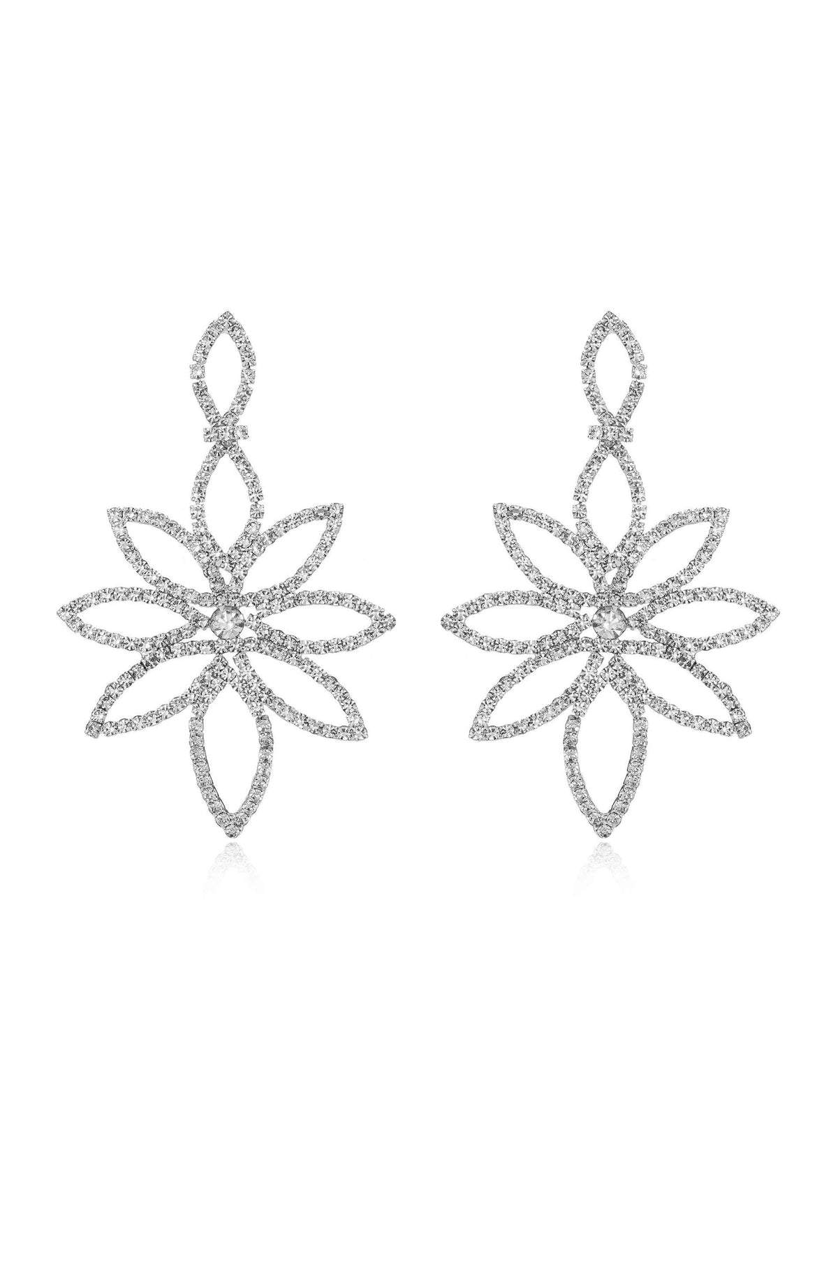 Crystal Bouquet Statement Earrings - Clear Crystal with Silver Plating | Ettika