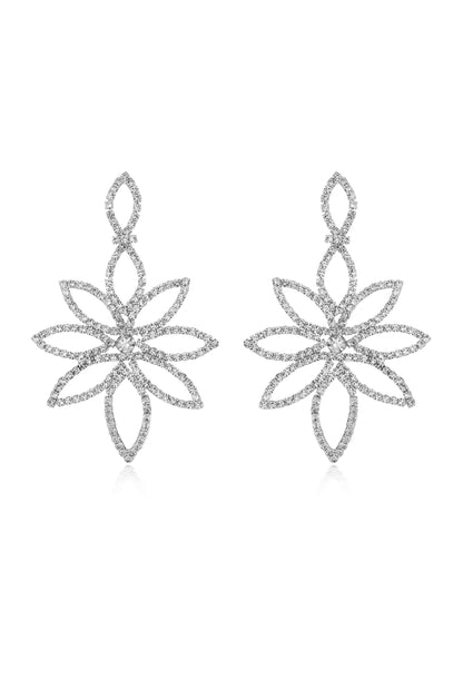 Crystal Bouquet Statement Earrings - Clear Crystal with Silver Plating | Ettika