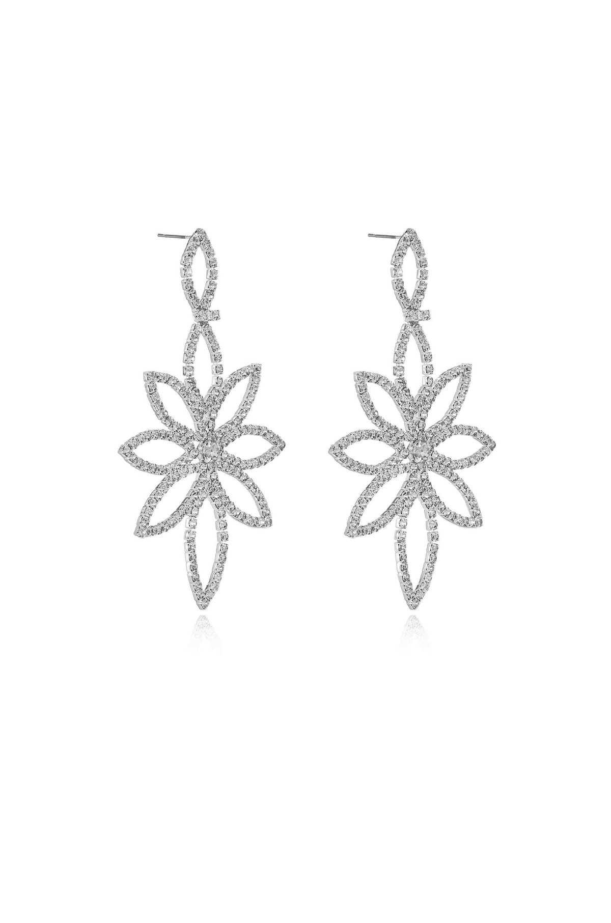 Crystal Bouquet Statement Earrings - Clear Crystal with Silver Plating | Ettika