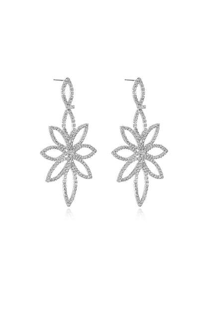 Crystal Bouquet Statement Earrings - Clear Crystal with Silver Plating | Ettika