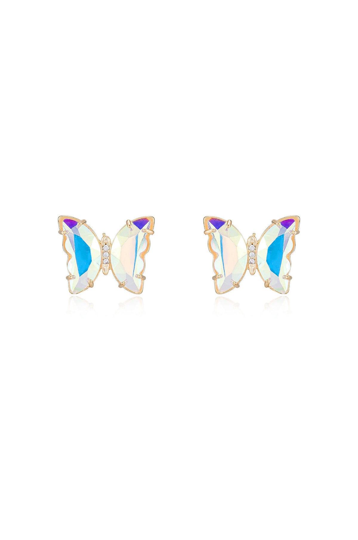 Flutter Away Crystal Earrings - Clear Crystal with 18k Gold Plating | Ettika
