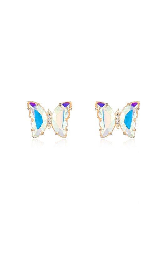 Flutter Away Crystal Earrings - Clear Crystal with 18k Gold Plating | Ettika