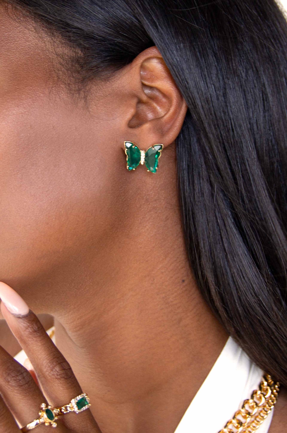 Flutter Away Crystal Earrings - Clear Crystal with 18k Gold Plating | Ettika