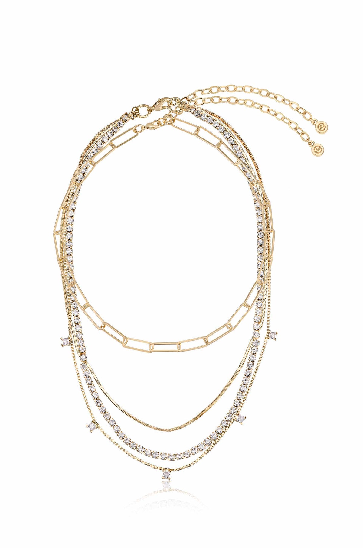 Mixed Chain Crystal Necklace Set - Clear Crystals | Ettika
