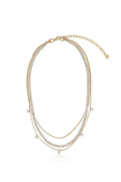 Mixed Chain Crystal Necklace Set - Clear Crystals | Ettika