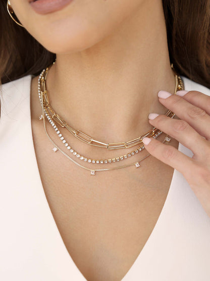 Mixed Chain Crystal Necklace Set - Clear Crystals | Ettika