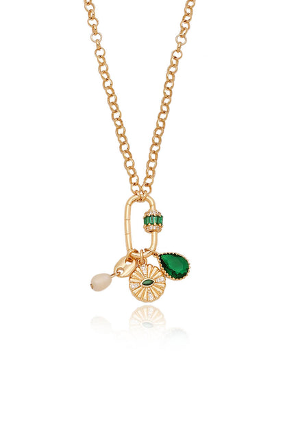 Green Queen Crystal Charm Necklace - Emerald Crystal with 18k Gold Plating | Ettika