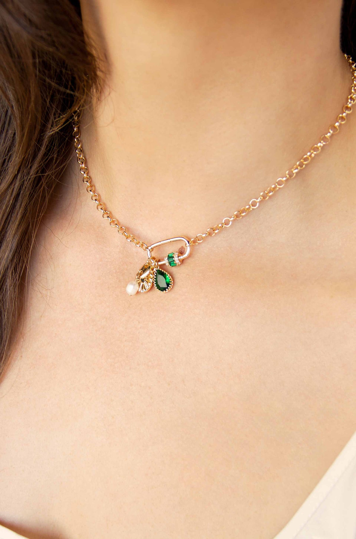 Green Queen Crystal Charm Necklace - Emerald Crystal with 18k Gold Plating | Ettika