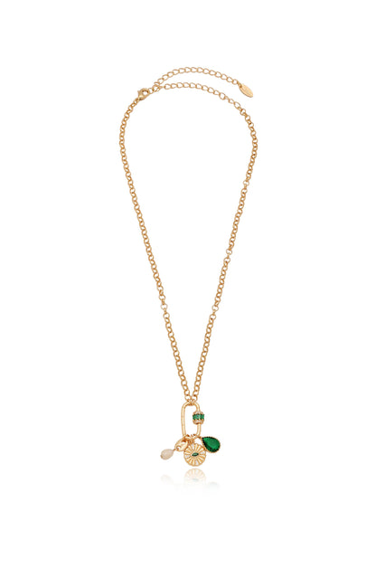 Green Queen Crystal Charm Necklace - Emerald Crystal with 18k Gold Plating | Ettika