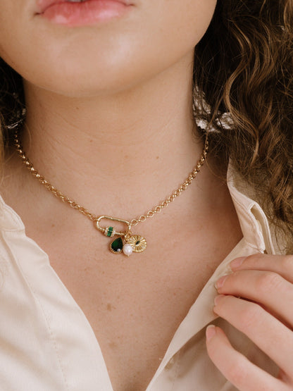 Green Queen Crystal Charm Necklace - Emerald Crystal with 18k Gold Plating | Ettika