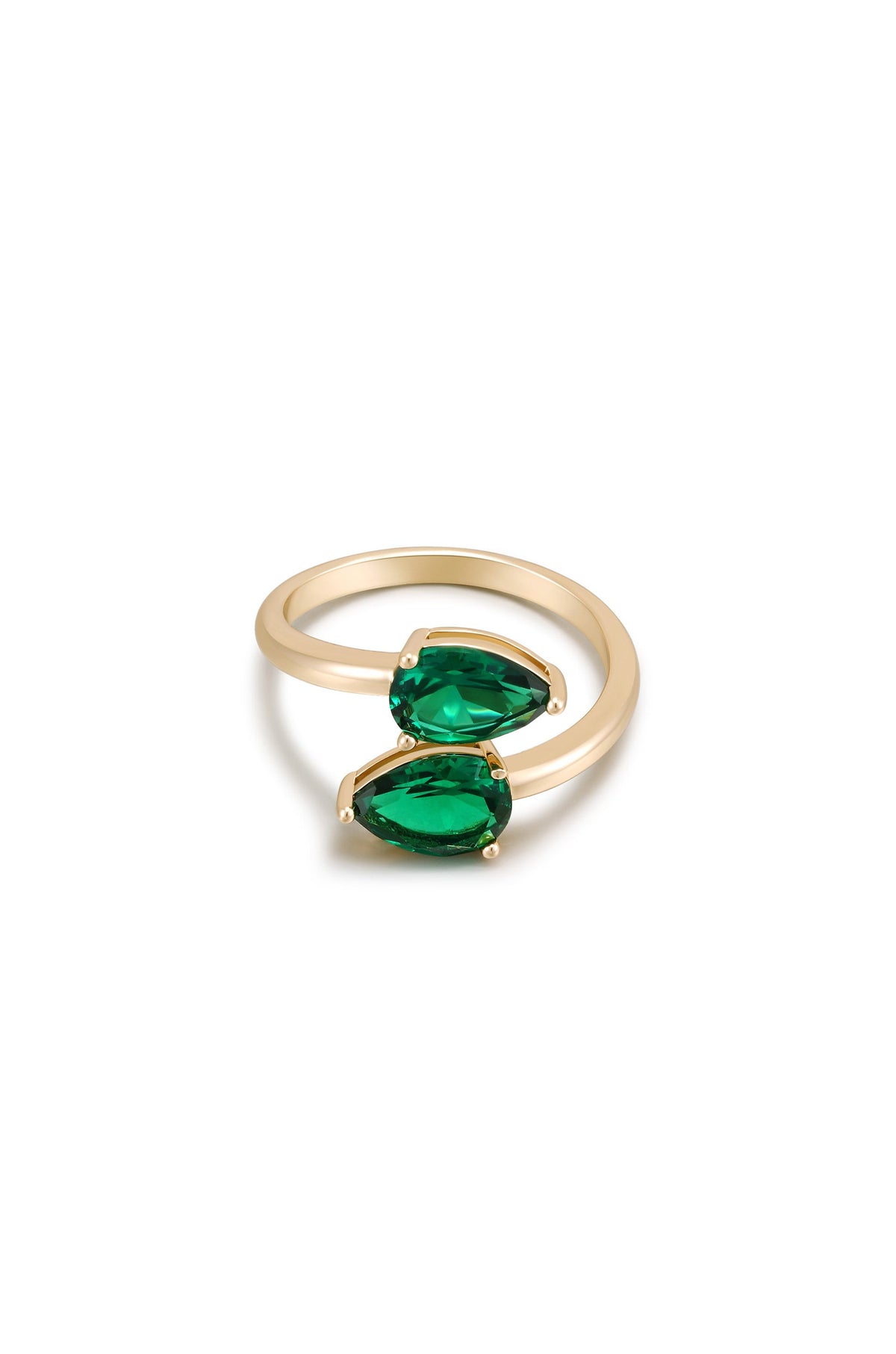 Crystal Teardrop Wrap Ring - Clear Crystal with 18k Gold Plating | Ettika