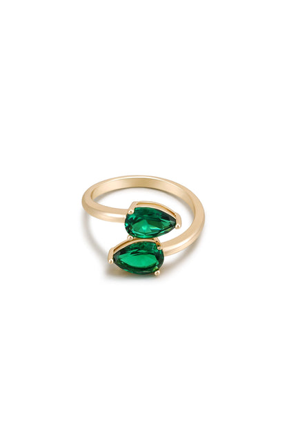 Crystal Teardrop Wrap Ring - Clear Crystal with 18k Gold Plating | Ettika