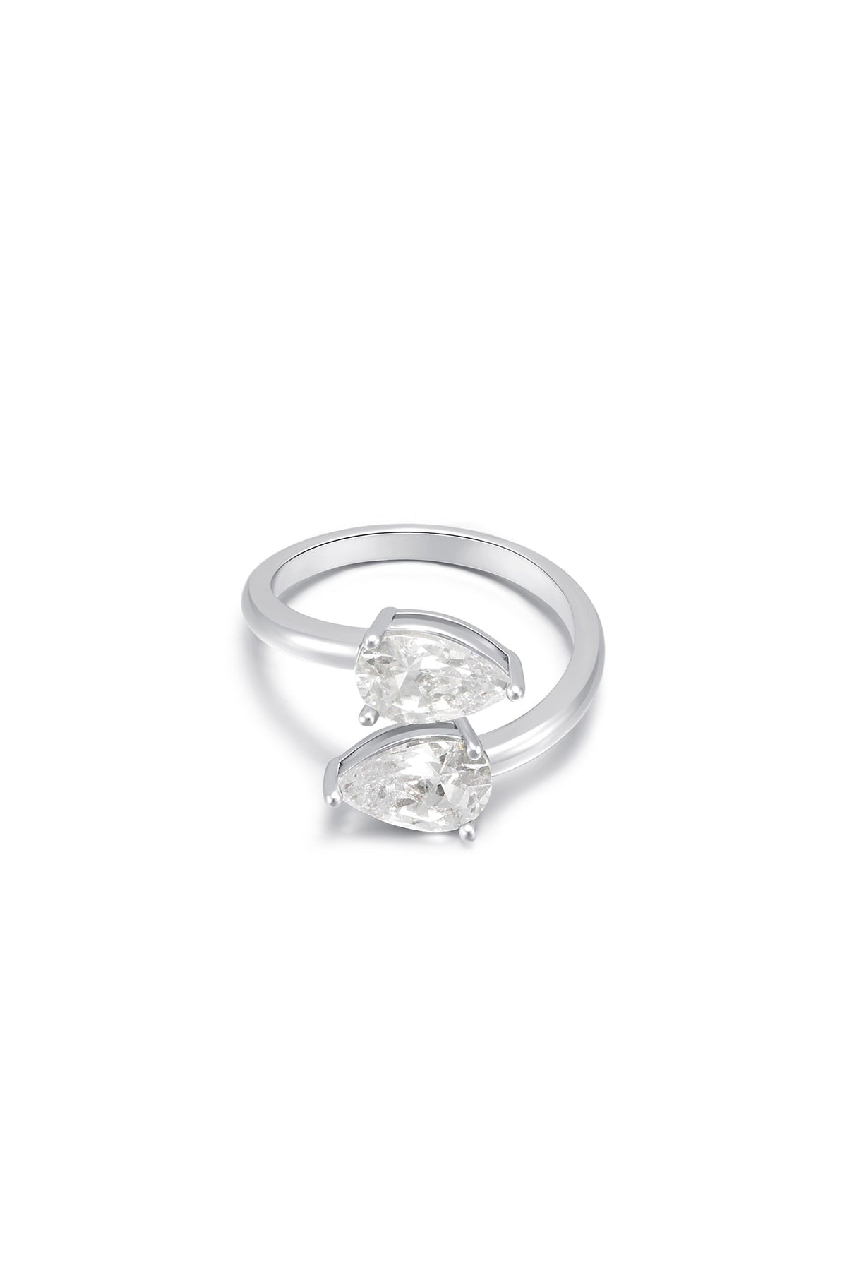 Crystal Teardrop Wrap Ring - Clear Crystal with 18k Gold Plating | Ettika