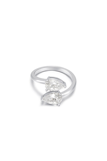 Crystal Teardrop Wrap Ring - Clear Crystal with 18k Gold Plating | Ettika