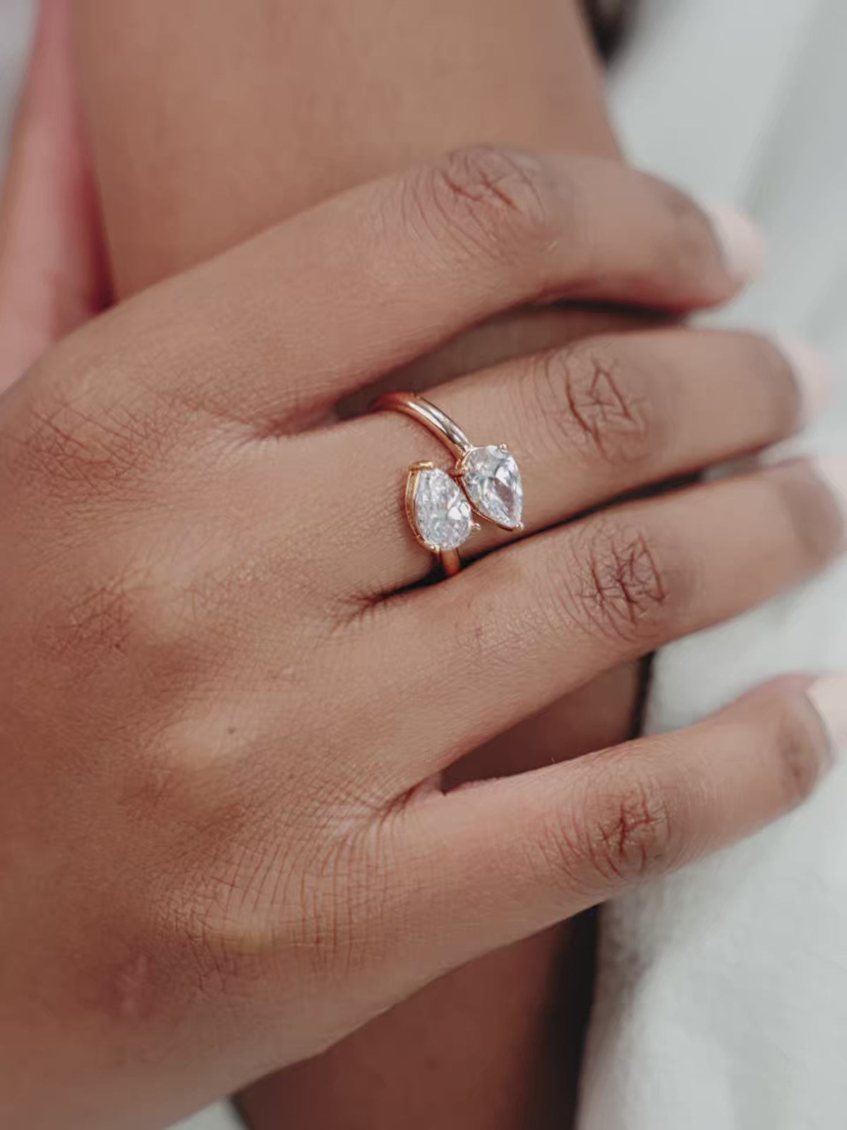 Crystal Teardrop Wrap Ring - Clear Crystal with 18k Gold Plating | Ettika