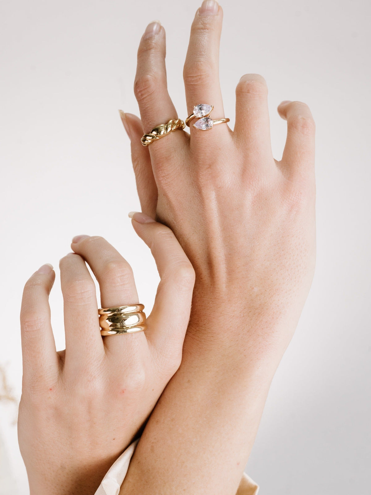 Crystal Teardrop Wrap Ring - Clear Crystal with 18k Gold Plating | Ettika