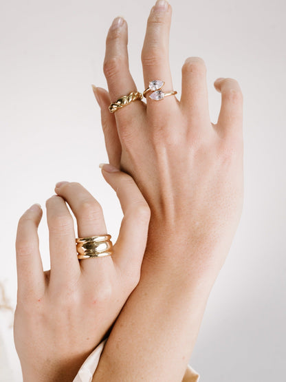Crystal Teardrop Wrap Ring - Clear Crystal with 18k Gold Plating | Ettika
