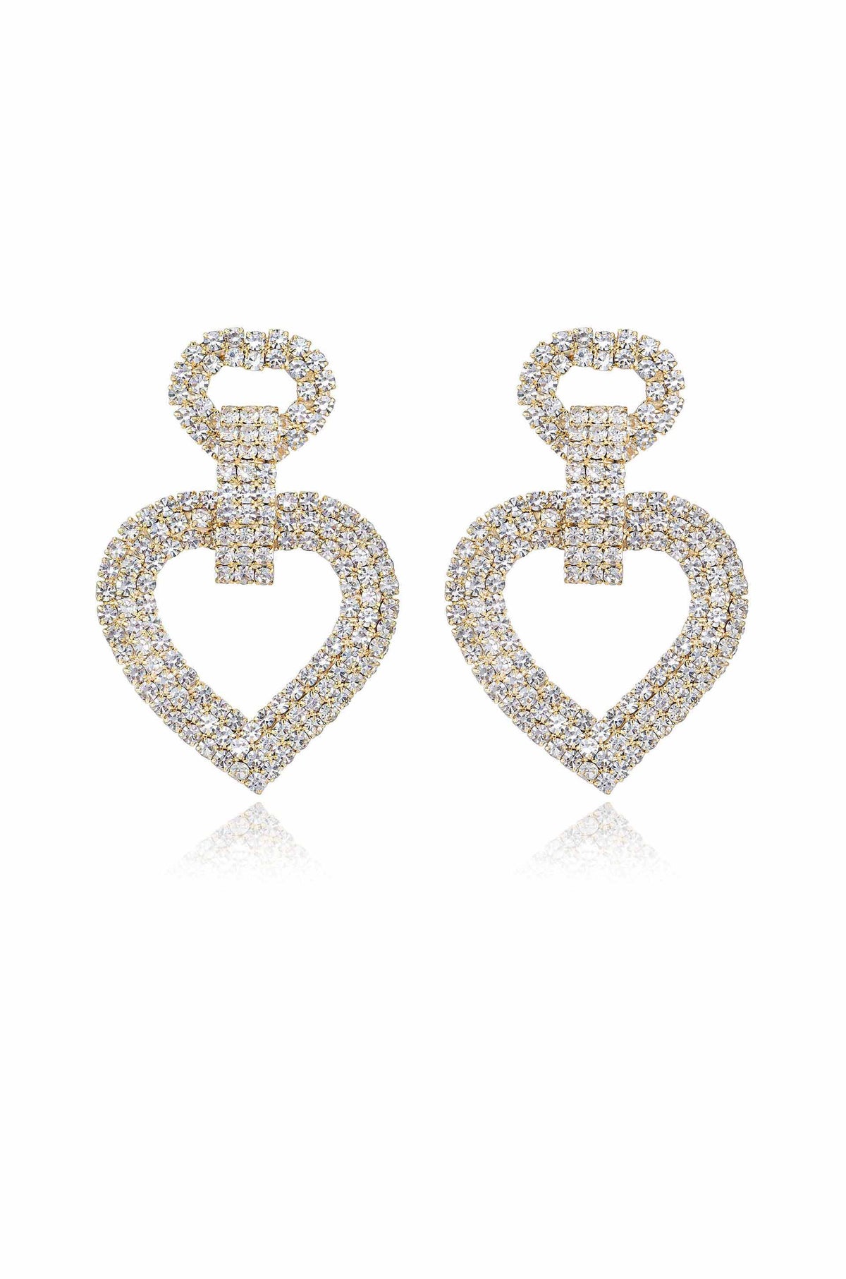 Dove Drop Heart Crystal Earrings - Clear Crystals | Ettika