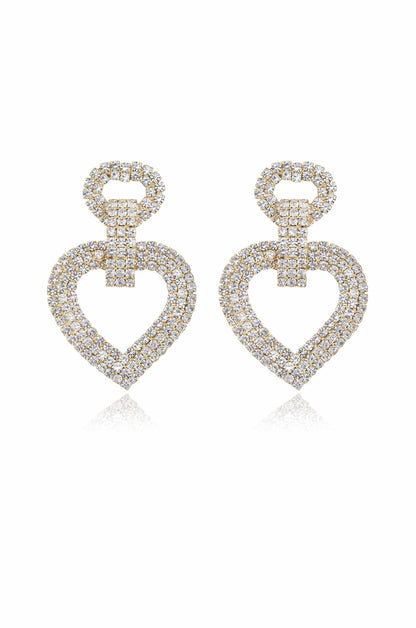 Dove Drop Heart Crystal Earrings - Clear Crystals | Ettika