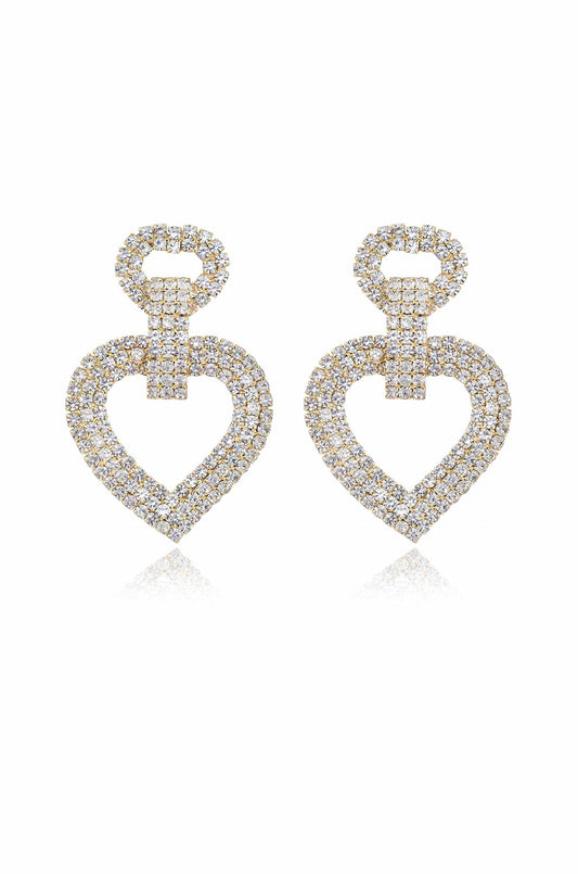 Dove Drop Heart Crystal Earrings - Clear Crystals | Ettika