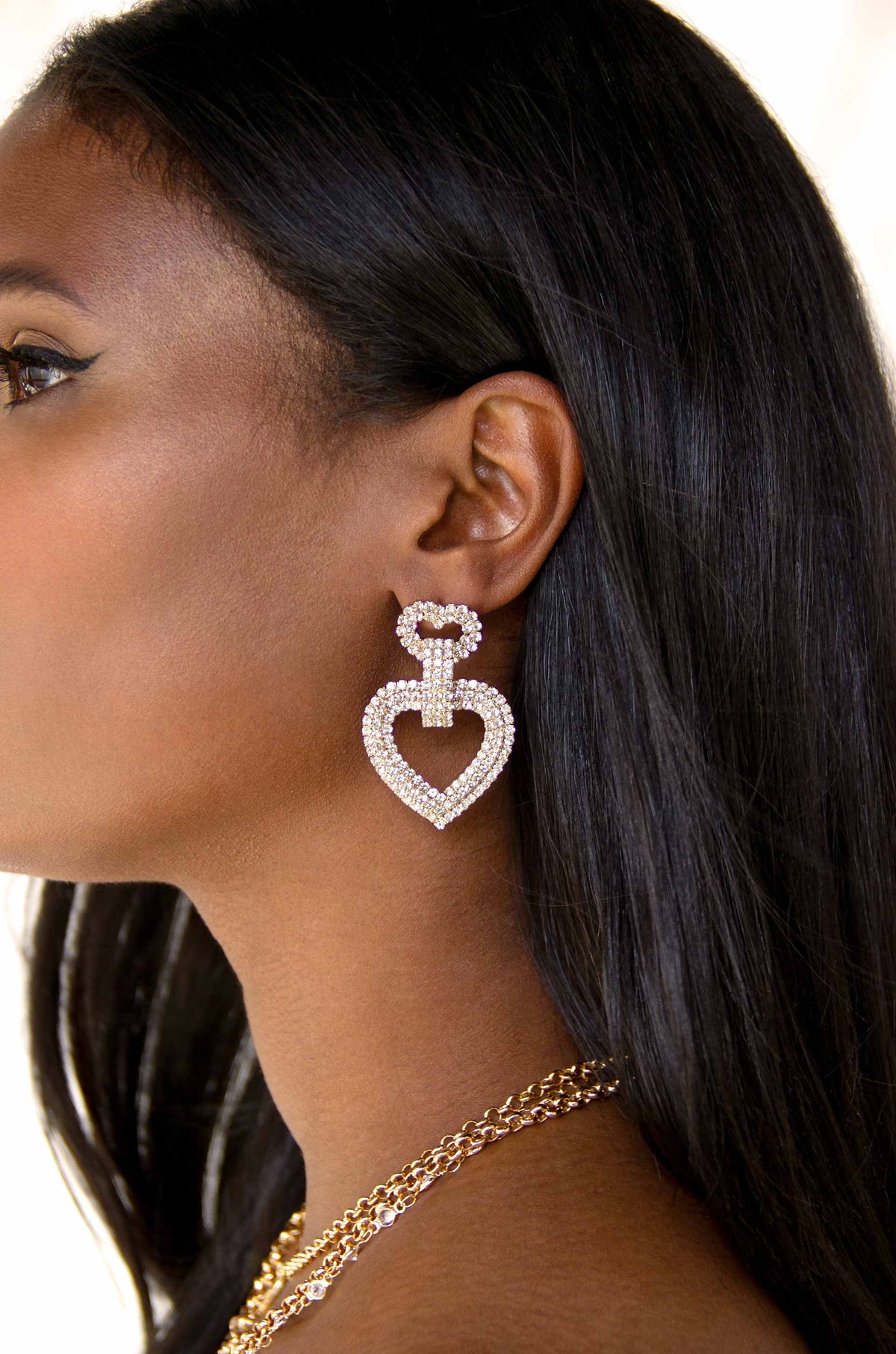 Dove Drop Heart Crystal Earrings - Clear Crystals | Ettika