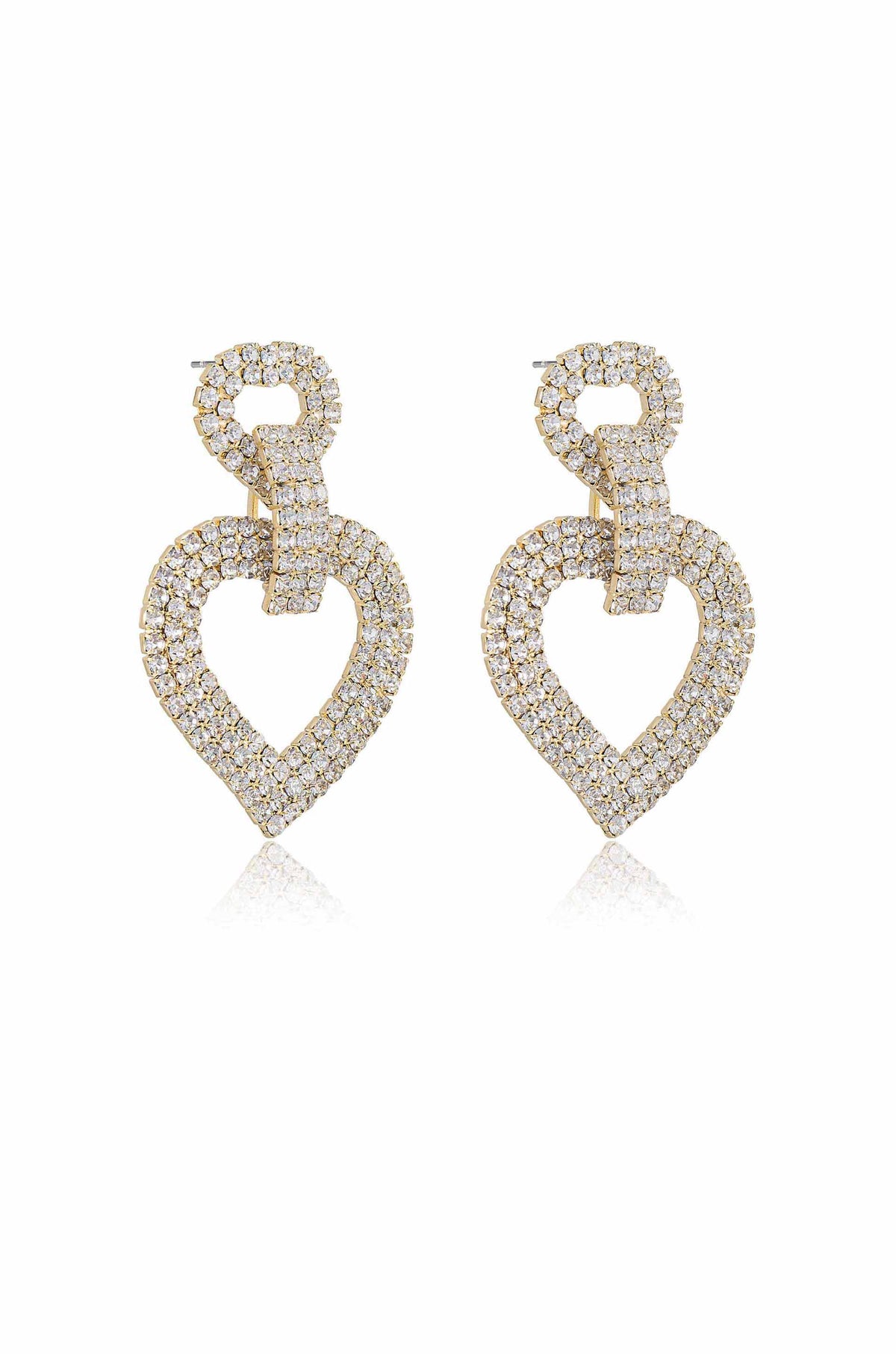 Dove Drop Heart Crystal Earrings - Clear Crystals | Ettika