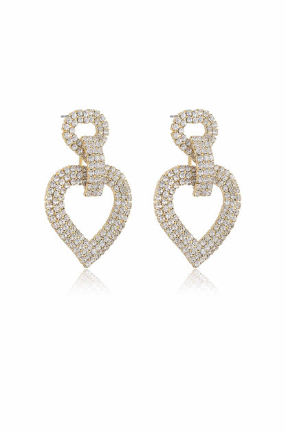 Dove Drop Heart Crystal Earrings - Clear Crystals | Ettika