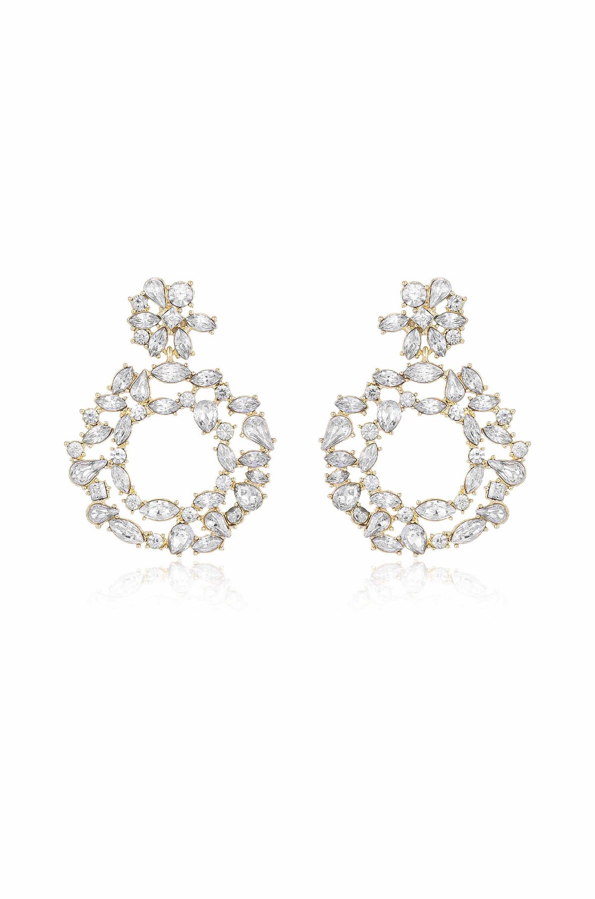 Crystal Bouquet Earrings - Clear Crystal with 18k Gold Plating | Ettika